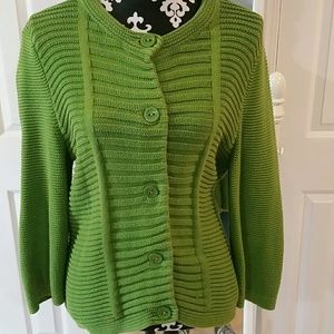 Jones New York Button Down Sweater Green